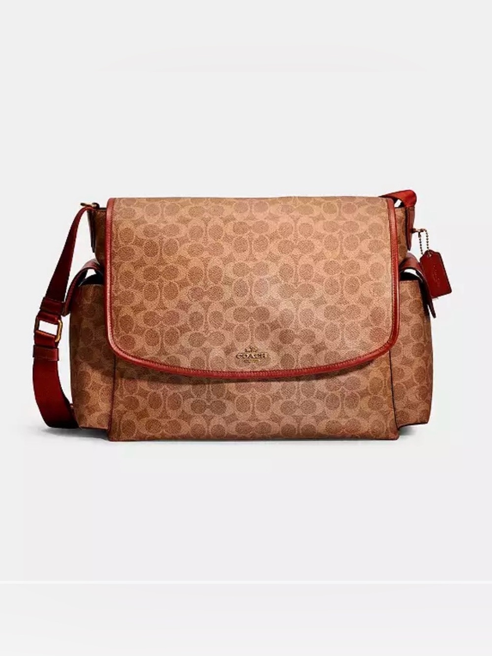Coach Brown Signature Canvas Messenger Bag, Tote